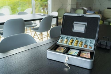 ARREGUI Cashier C9246-EUR Geldkassette mit Eurozähleinsatz und Scheineinsatz,Geldbox aus Stahl, 30cm breit, Geldkassette mit Münzzählbrett und Scheinfächern,Kasse mit Zählbrett für Münzen, Graphitgrau - 3