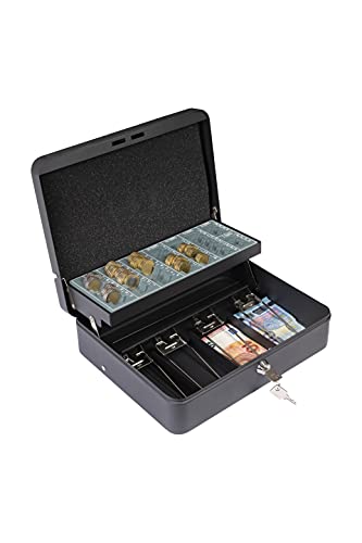 ARREGUI Cashier Clip C9244-EUR Geldkassette mit Eurozähleinsatz und Scheineinsatz | Kasse / Geldbox aus Stahl | 30 cm breit | Geldkassette mit Münzzählbrett und 4 Scheinfächern mit Klammer | schwarz - 2