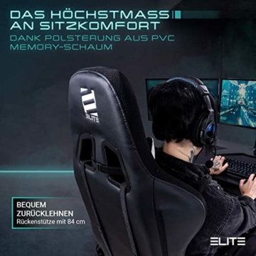 ELITE LED Gaming Stuhl MG200 Destiny - Ergonomischer Bürostuhl - Schreibtischstuhl - Chefsessel - Sessel - Racing Gaming-Stuhl - Gamingstuhl - Drehstuhl - Chair - Kunstleder (RGB Schwarz/Weiß) - 5