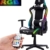 ELITE LED Gaming Stuhl MG200 Destiny - Ergonomischer Bürostuhl - Schreibtischstuhl - Chefsessel - Sessel - Racing Gaming-Stuhl - Gamingstuhl - Drehstuhl - Chair - Kunstleder (RGB Schwarz/Weiß) - 1