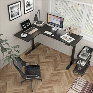 Flexispot E1LB Gaming Tisch (160 x 100 cm) | Großer Ergonomischer Schreibtisch für Büro und Zuhause | höhenverstellbar mit 2 Motoren und 2-Fach Beine (Schwarz) - 2