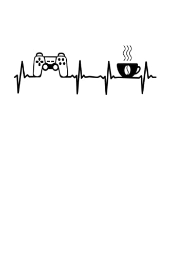 Kaffee Gaming Gamer Herzschlag Kaffeetasse: Video Gamer Kaffee Heartbeat Notizbuch I Kaffee Tasse Kaffeebohne Gaming Notebook (A5 6" X 9" Liniert 120 Seiten) - 1