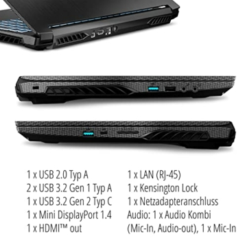 MEDION ERAZER Crawler E25 39,6 cm (15,6 Zoll) Full HD Gaming Notebook (AMD Ryzen 5 5600H, 16GB DDR4 RAM, 512GB PCIe SSD, NVIDIA GeForce RTX 3050 4GB GDDR6, RGB Backlit, Win 11 Home) - 6