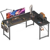 ODK Gaming Tisch, Eckschreibtisch, Gaming Schreibtisch mit Monitorablage, platzsparender Schreibtisch, einfach zu montieren, 146×120cm, Schwarz - 1