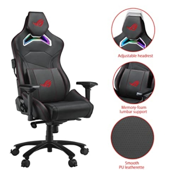 ROG Chariot Core Gaming-Stuhl (Rennwagen-Stil, Stahlrahmen, Atmungsaktiver Innenschaum und Kunstlederoberfläche, Lendenkissen, 145° neigbare Rückenlehne) - 3