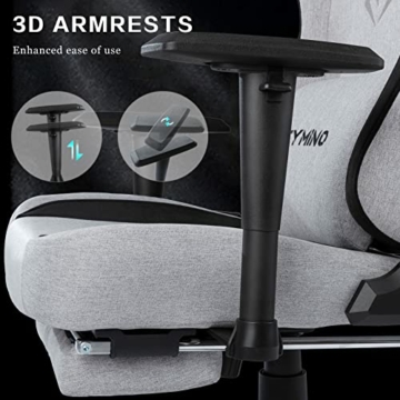 symino Gaming Stuhl Atmungsaktiver Stoff Bürostuhl Ergonomischer PC Stuhl Racing Style Computer Stuhl mit 3D Armlehne, Verstellbarer Drehstuhl mit Fußstützen - 2