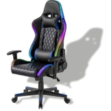 Xantron® Ergonomischer Gaming Stuhl RGB Beleuchtung - 150 kg Belastbarkeit/Gamer Sessel in Schwarz mit PVC Leder/Gamingsessel verstellbar per Gasdruckfeder/Gamingstuhl/Gaming Chair - 1