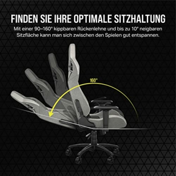 Corsair T3 Rush Gaming-Stuhl, Grau und weiß, One Size - 6