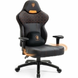 Dowinx Gaming-Stuhl mit PU-Leder, Schneidersitz-Gaming-Stuhl für schwere Personen, ergonomischer neigbarer Gamer-Computersessel, großer und großer Büro-PC-Stuhl mit hoher Rückenlehne (Schwarz) - 1