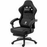 Dowinx Gaming Stuhl mit Taschenfederkissen, Massage Gaming Sessel mit Fußstütze, Ergonomischer Racing Gamer Stuhl 150 kg belastbarkeit, Schwarz - 1