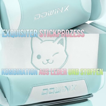 Dowinx Gaming Stuhl - Süße Katze Edition - Ergonomischer Computerstuhl mit Hoher Rückenlehne und Lendenwirbelstütze, PU-Leder, Fußstütze, Blau - 3