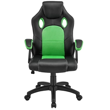Juskys Racing Schreibtischstuhl Montreal grün | Armlehnen gepolstert & ergonomische Rückenlehne | Bürostuhl Drehstuhl Gaming-Stuhl - 3