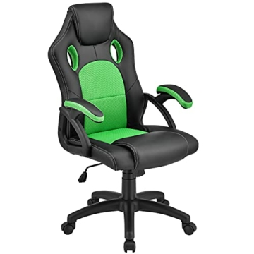 Juskys Racing Schreibtischstuhl Montreal grün | Armlehnen gepolstert & ergonomische Rückenlehne | Bürostuhl Drehstuhl Gaming-Stuhl - 1