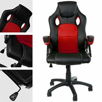 Panorama24 Gamer Stuhl Gaming Schreibtischstuhl Chefsessel Bürostuhl Ergonomisch, Grün, 9 Farbvarianten, gepolsterte Armlehnen, Wippmechanik, belastbar bis 150 kg, Lift TÜV geprüft - 3