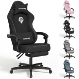 SITMOD Gaming-Stuhl mit Fußstütze-Computer Ergonomischer Videospiel-Stuhl-Rückenlehne und Sitzhöhenverstellbarer drehbarer Arbeitsstuhl für Erwachsene mit Lordosenstütze (schwarz)-Stoff - 1
