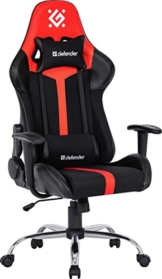 Defender Racer Gaming Stuhl, Video Game Stuhl Ergonomischer Bürostuhl mit Kopfstütze, verstellbarem Lendenkissen, Neigungswinkel 155°, Kunstleder, schwarz/rot - 1