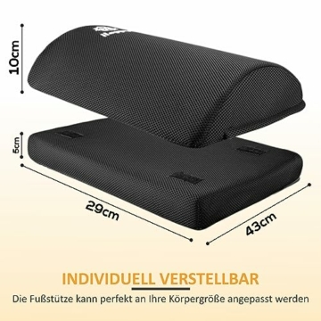 HappyU Fußstütze Schreibtisch I Höhenverstellbare Fußbank, Fußhocker I Fußstütze unter Schreibtisch gegen Rücken & Knieschmerzen I Ergonomische Fußablage für Büro & Homeoffice Zubehör I Footrest - 2