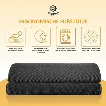 HappyU Fußstütze Schreibtisch I Höhenverstellbare Fußbank, Fußhocker I Fußstütze unter Schreibtisch gegen Rücken & Knieschmerzen I Ergonomische Fußablage für Büro & Homeoffice Zubehör I Footrest - 4