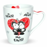SHEEPWORLD Tasse „Ich Deins, Du meins, Wir eins“ | Tasse für Kaffee und Tee. Tasse mit Spruch, perfekt als Geschenkidee zum Valentinstag | Porzellan Kaffeetasse | Herztasse | 45183 - 1