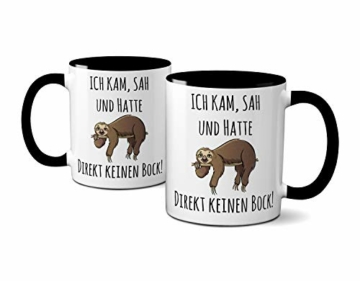 Tasse mit Spruch ICH KAM, SAH UND HATTE DIREKT KEINEN BOCK! - Geschenk für Kollegin, Chef, Chefin Sprüche Tassen schwarz lustig - 3