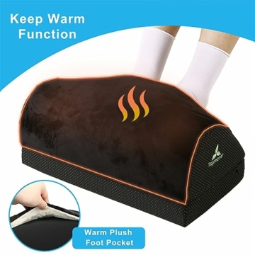 Topmener Ergonomisches Fußstützenkissen Fußhocker unter Schreibtisch mit warmer Fußtasche Fußstütze Büro mit Waschbarem Bezug Tragbarem Griff für Heimarbeit Büro und Reisen Entlastet Beine und Rücken - 2