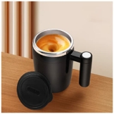 FOVNOT Upgrade Selbstrührende Tasse, Wiederaufladbar Self Stirring Mug Auto Magnetic Mug Selbstrührender Becher zum Selbstrührender Kaffee/Milch/Tee/Heiß Schokolade (Black) - 1