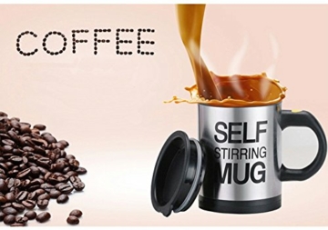 Mengshen Selbstrührende Tasse Becher Self Stirring Mug Coffee Cup Becher Electric Stainless Steel Automatic Mixing & Spinning Star Best for Morning Travelling Home Office MS-A004A Black - 4