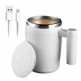 Selbstrührende Tasse: 380 ml Elektrischer Kaffeebecher Automatische magnetische Rührtasse Edelstahltasse mit Deckel Mischbecher Rührkaffeetasse für Kaffee, Tee, Saft, Milch, Kakao(Weiß) - 1