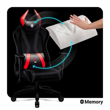 Diablo X-Horn 2.0 Gaming Stuhl Bürostuhl Gamer Chair Schreibtischstuhl 3D Armlehnen Ergonomisches Design Nacken/- Lendenkissen Kunstleder Wippfunktion Rot Normal (L) - 7