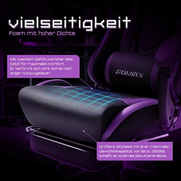 Dowinx Gaming Stuhl Ergonomischer Gamer Stuhl mit Lendenwirbelstütze, PC Bürostuhl Rückenlehne Verstellbarer Drehsessel mit Fußstütze (Schwarz&Violett - 6