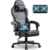 Dowinx Gaming Stuhl Racing Gamer Stuhl mit Frühling Kissen, Ergonomischer Gaming Sessel mit Massage, Bürostuhl PU Leder PC-Stuhl Verbreiterte Rückenlehne 150KG (Schwarz Grau) - 1