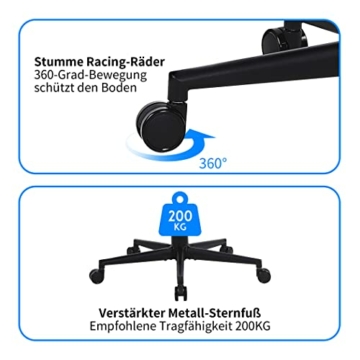 Fantasylab Bürostuhl Ergonomisch 200KG Schreibtischstuhl, Hoher Rücken Ergonomischer Stuhl Drehstuhl hat 2D Verstellbare Lordosenstütze, 105°Schaukeln Computerstuhl Mesh-Stuhl - 7