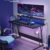 VASAGLE Gaming-Tisch mit LED-Beleuchtung, Schreibtisch mit eingebauter Steckdosenleiste, Computertisch, Monitorständer für 2 Monitore, Schlafzimmer, 60 x 120 x 76 cm, klassikschwarz LWD192B56 - 3