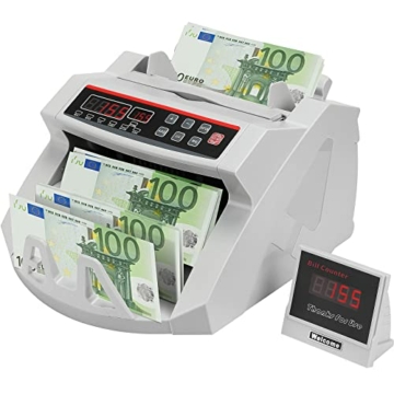 VEVOR Geldscheinzähler mit LED-Display und professionellem Geldscheinzähler mit Falschgeld-Detektor, UV/MG, 1000 Banknoten/Minute, nur Zahl der Blätter - 9