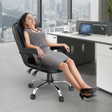 naspaluro Ergonomischer Bürostuhl, Schreibtischstuhl mit Hoher Rückenlehne und Höhenverstellbar, PU Leder Drehstuhl, Liegestuhl für Büro, Zuhause - 2
