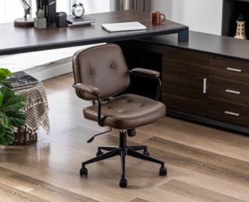 Wahson PU-Leder Bürostuhl Modern Schreibtischstuhl Drehstuhl mit Armlehne höhenverstellbar Arbeitsstuhl für Home Office/Arbeitszimmer/Schminktisch,Braun - 6
