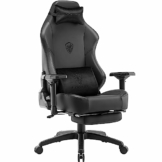 Dowinx Gaming Stuhl Bürostuhl mit 4D Armlehne, Game Chair PU Leder mit Wildleder Kopfstütze und Lendenwirbelstütze, Ergonomischer Computer Stuhl mit Fußstütze 400kg, Schwarz - 1