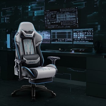 Dowinx Gaming Stuhl - Bürostuhl mit Hoher Belastbarkeit- PU Leder Gamer Stuhl mit 4D Armlehnen und Fußstütze - Ergonomischer Gaming Chair- als Gaming-Sessel Geeignet - 150 kg(Grau) - 2