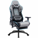 Dowinx Gaming Stuhl - Bürostuhl mit Hoher Belastbarkeit- PU Leder Gamer Stuhl mit 4D Armlehnen und Fußstütze - Ergonomischer Gaming Chair- als Gaming-Sessel Geeignet - 150 kg(Grau) - 1