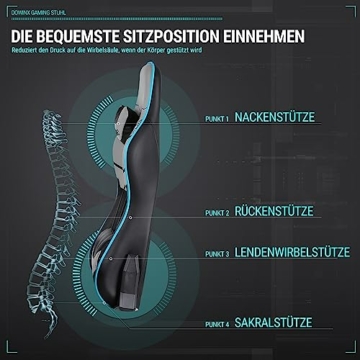 Dowinx Gaming Stuhl - Bürostuhl mit Hoher Belastbarkeit- PU Leder Gamer Stuhl mit 4D Armlehnen und Fußstütze - Ergonomischer Gaming Chair- als Gaming-Sessel Geeignet - 150 kg(Grau) - 7