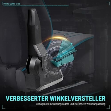 Dowinx Gaming Stuhl - Bürostuhl mit Hoher Belastbarkeit- PU Leder Gamer Stuhl mit 4D Armlehnen und Fußstütze - Ergonomischer Gaming Chair- als Gaming-Sessel Geeignet - 150 kg(Grau) - 8