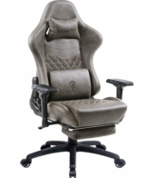 Dowinx Gaming Stuhl Ergonomischer Rennstil mit Massage Lendenwirbelstütze Bürosessel für Computer PU-Leder mit versenkbarer Fußstütze,4D Armlehnen - 1