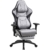 Dowinx Gaming Stuhl mit 4D-Armlehnen, Ergonomischer Gamer Stuhl mit Fußstütze Bürostuhl PU Leder, Bequeme Lordosenstütze Groß und hoch Gaming Sessel 180KG Grau - 1