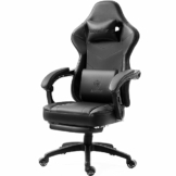 Dowinx Gaming Stuhl mit Frühling Kissen, Massage Gaming Sessel mit Fußstütze, Ergonomischer Racing Gamer Stuhl 150 kg belastbarkeit, Schwarz - 1