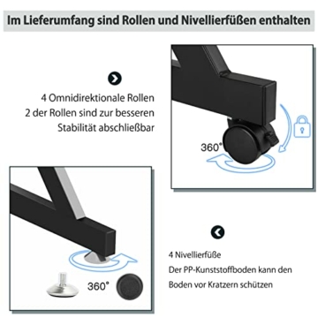 Dripex Computertisch mit Rollen Z-förmiger Schreibtisch, Mobiler Laptoptisch mit Regalen für kleine Räume, Home Office 70x60x79CM Dunkelbraun - 7