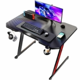Homall Gaming Tisch 80 x 52 cm, Z-Frame Gaming Schreibtisch mit Getränkehalter, Kopfhörer Haken, Computertisch PC Tisch Ergonomischer Gamer Tisch - 1