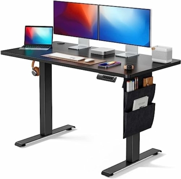 Marsail Höhenverstellbarer Schreibtisch, Elektrischer Höhenverstellbarer Schreibtisch mit Storage Tasche, Stehpult für Home Office Computertisch Speicher Voreinstellung mit Kopfhörerhaken, 120 x 60 cm - 1