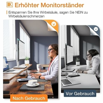 ODK Schreibtisch, Computertisch mit Schubladen, 120x50x90cm Schreibtisch Holz mit Abnehmbarem Regal, Bürotisch mit Tastaturablage und Monitorständer, PC Tisch Gaming Tisch für Home Office, Braun - 4