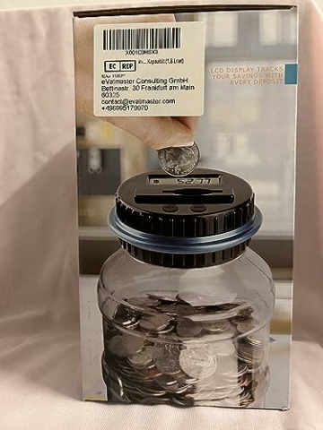 PIQIUQIU Digitale Sparschwein-Zähler Automatische Spardose Geld sparen Box Münze Spartopf Container mit LCD-Display und großer Kapazität (1,8 Liter) - 9