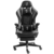 Trisens Gaming Stuhl im modernen Racing-Design mit ausziehbarer Fußstütze Gaming Chair mit verstellbaren Design Armlehnen ergonomischer Schreibtischstuhl mit extra Stützkissen, Farbe:Schwarz/Grau - 3